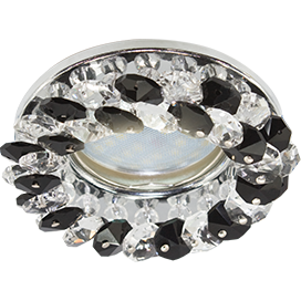 Светильник точечный ECOLA CD4141 MR16 GU5.3 св-к Круглый с хрусталиками Прозрачный и Черный/Хром 50x90