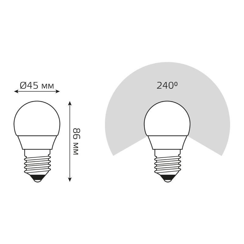 Лампа светодиодная Elementary 12Вт P45 шар 4100К нейтр. бел. E27 920лм GAUSS 53222