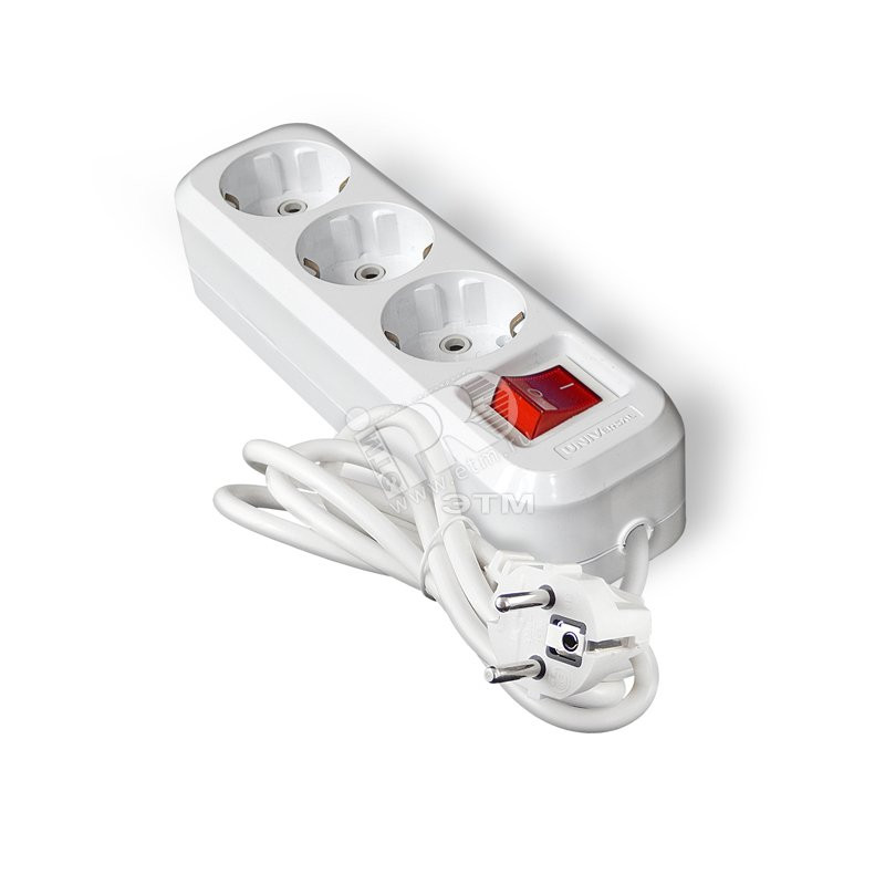 Удлинитель 3х2м с заземл. 16А IP20 S-303 ПВС 3х1 с выкл. UNIVersal 9634418