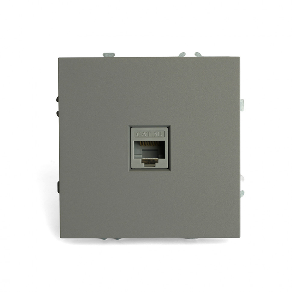 Розетка компьютерная 1-местная RJ-45 (механизм), STEKKER, серия Эмили, RST00-5117-10, платиново-серый, soft touch