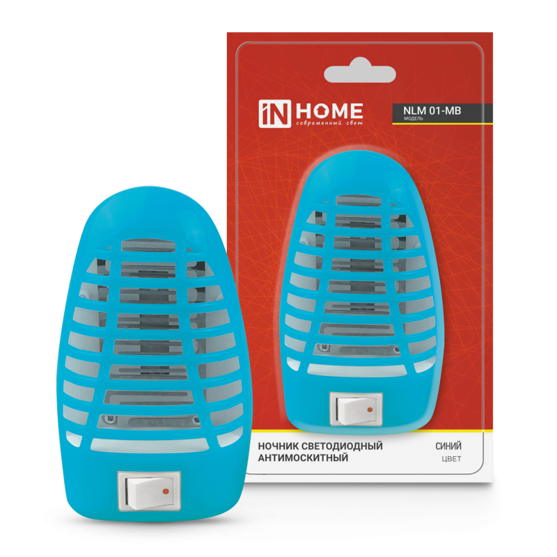 Ночник светодиодный москитный Nлм 01-MB син. с выкл. 230В IN HOME 4690612029139