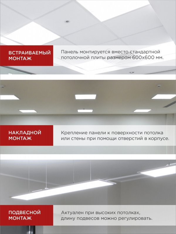 Панель светодиодная универсальная LPU-02 36Вт ПРИЗМА 230В 4000К 3420Лм 595х595х19мм IP40 IN HOME