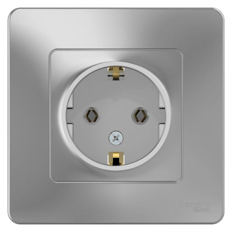 Розетка 1-м СП Blanca 16А IP20 250В с заземл. без защ. шторок алюм. SE BLNRS001013