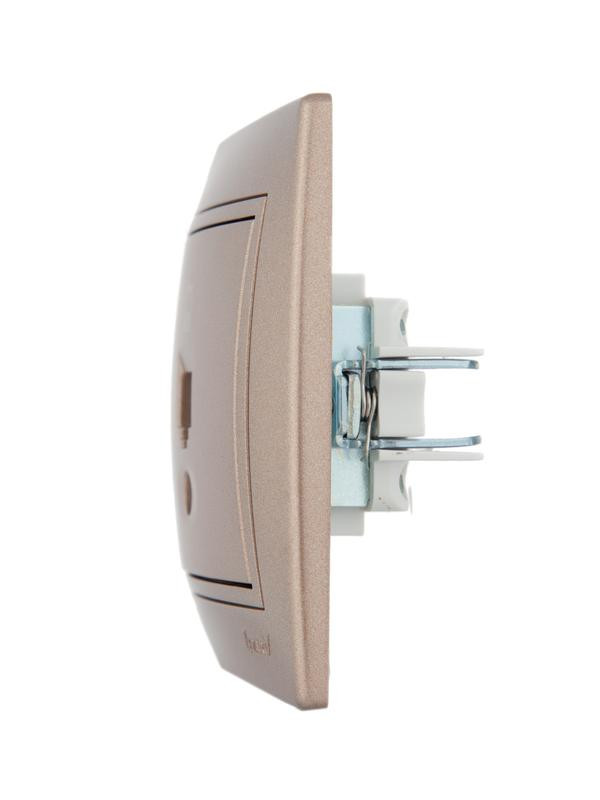Розетка компьютерная 1-м СП Mira RJ45 16А IP20 со вставкой жемчуж./бел. перламутр. LEZARD 701-3030-139