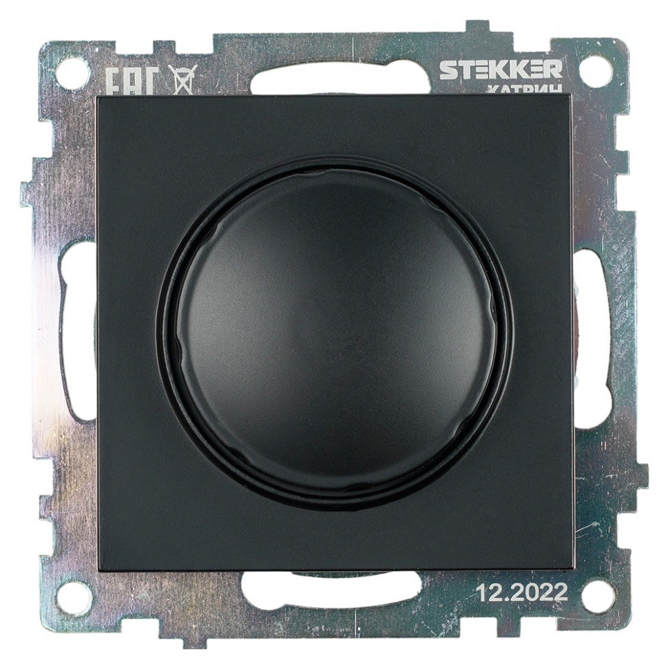 Выключатель диммирующий (механизм), STEKKER GLS10-7106-05, 250V, 500W, серия Катрин, черный