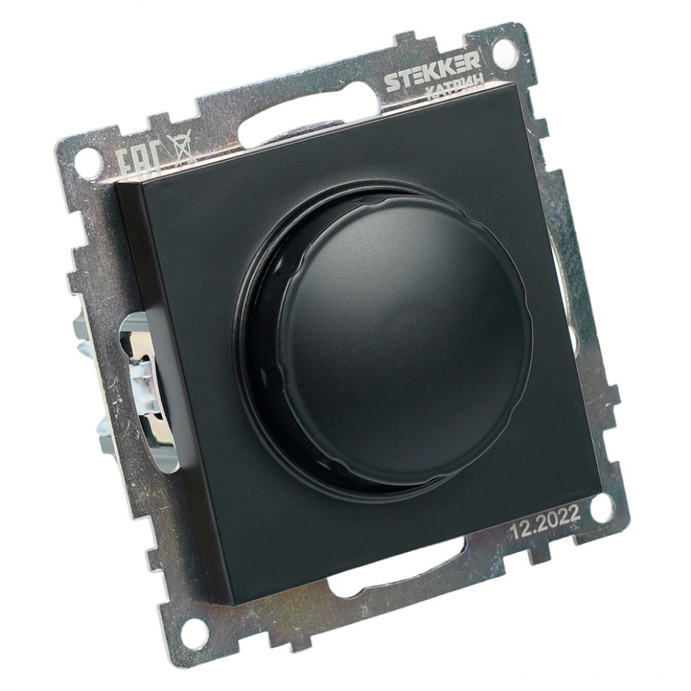 Выключатель диммирующий (механизм), STEKKER GLS10-7106-05, 250V, 500W, серия Катрин, черный