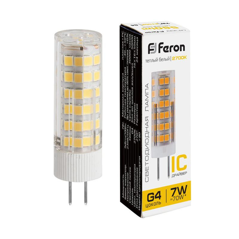 Лампа светодиодная LB-433 7Вт JCD 2700К G4 230В FERON 25863