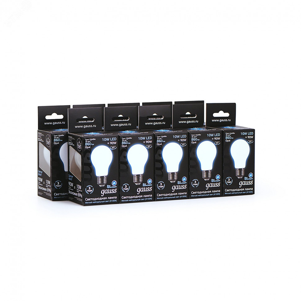 Лампа светодиодная филаментная Black Filament 10Вт A60 грушевидная матовая 4100К нейтр. бел. E27 860лм GAUSS 102202210