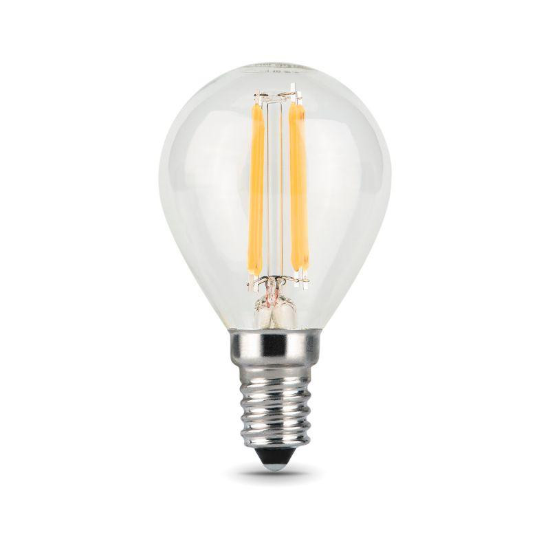Лампа светодиодная филаментная Black Filament 7Вт P45 шар 4100К нейтр. бел. E14 580лм GAUSS 10580120