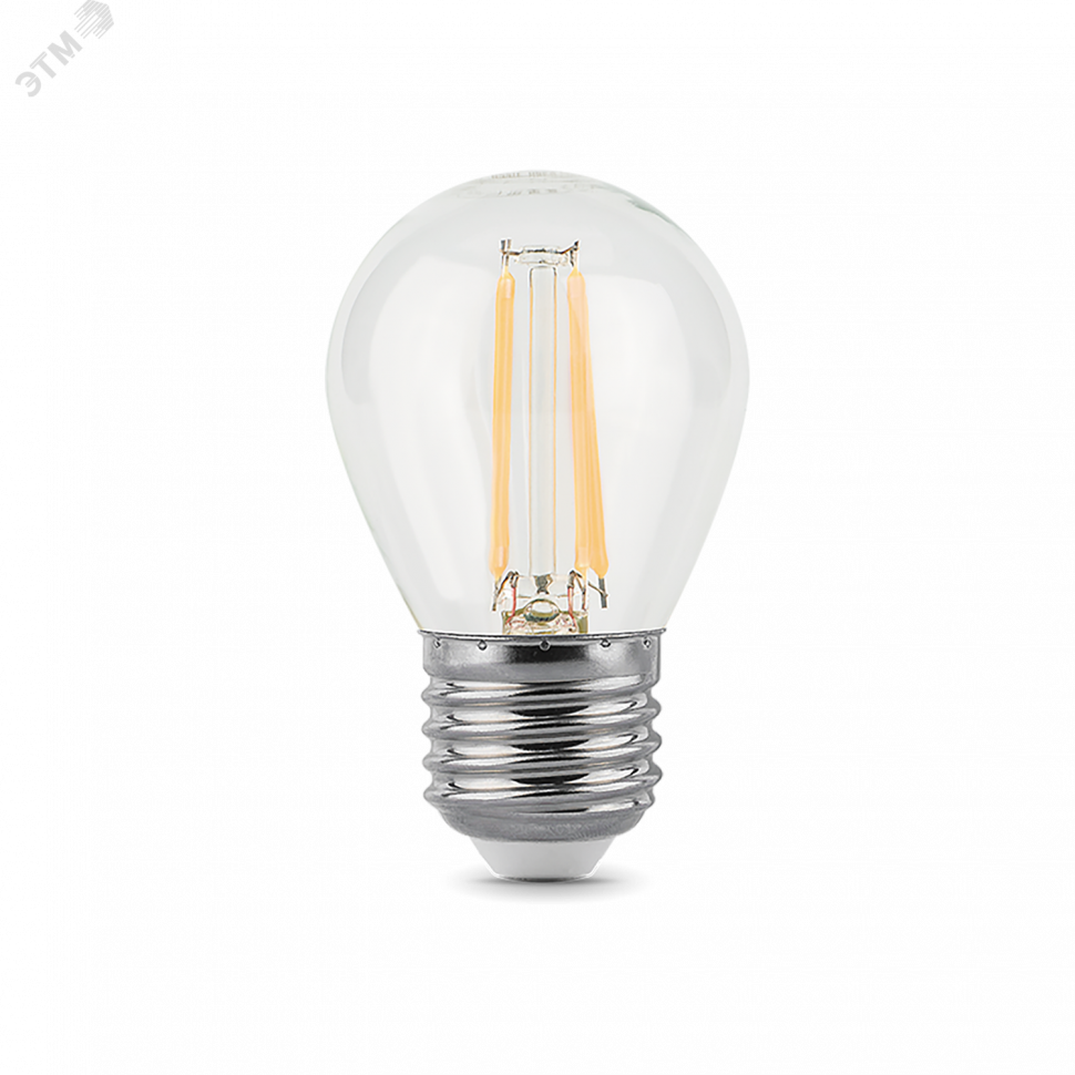 Лампа светодиодная филаментная Black Filament 7Вт P45 шар 4100К нейтр. бел. E27 580лм GAUSS 10580220