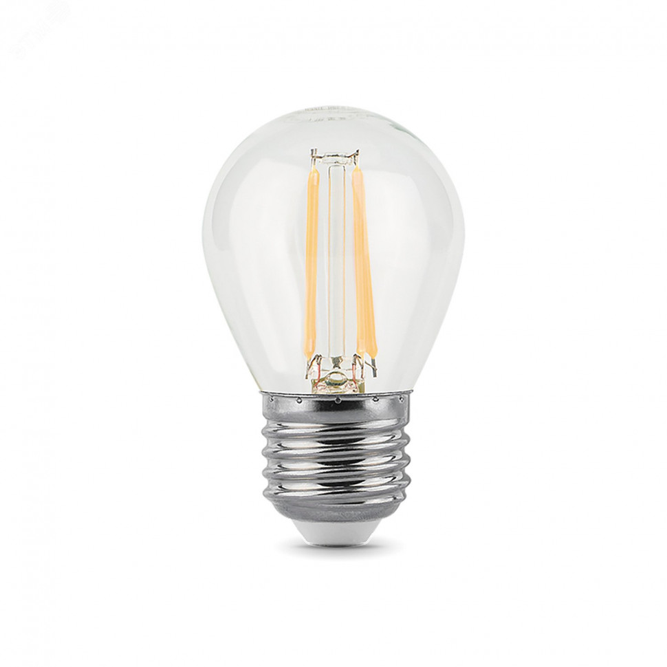 Лампа светодиодная филаментная Black Filament 7Вт P45 шар 4100К нейтр. бел. E27 580лм GAUSS 10580220