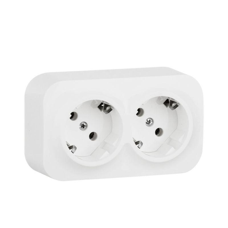 Legrand Quteo ОП белый розетка 2м. с/з