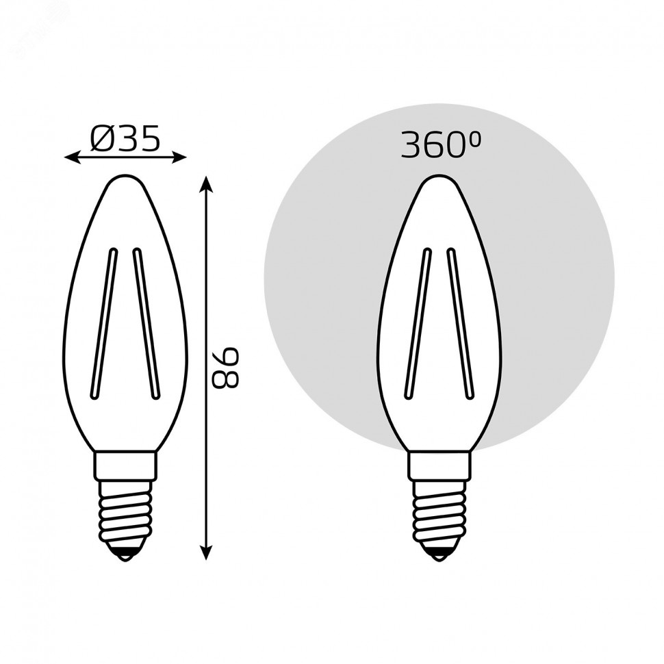 Лампа светодиодная филаментная Black Filament 9Вт свеча 4100К нейтр. бел. E14 710лм GAUSS 103801209