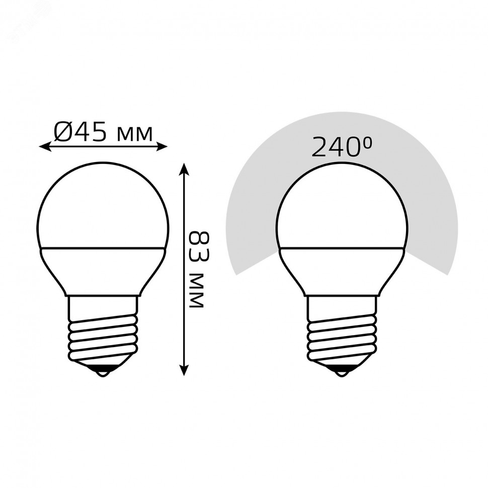 Лампа светодиодная Elementary 6Вт P45 шар 3000К тепл. бел. E27 420лм GAUSS 53216