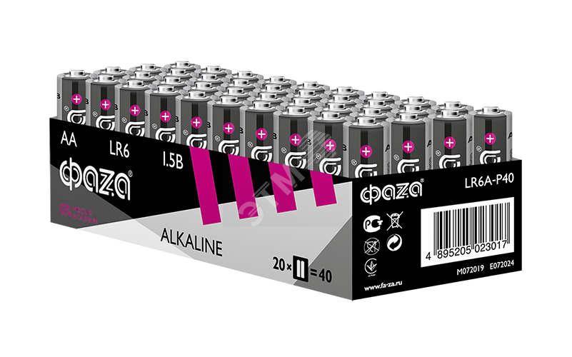 Элемент питания алкалиновый AA/LR6 1.5В Alkaline Pack-40 (уп.40шт) ФАZА 5023017
