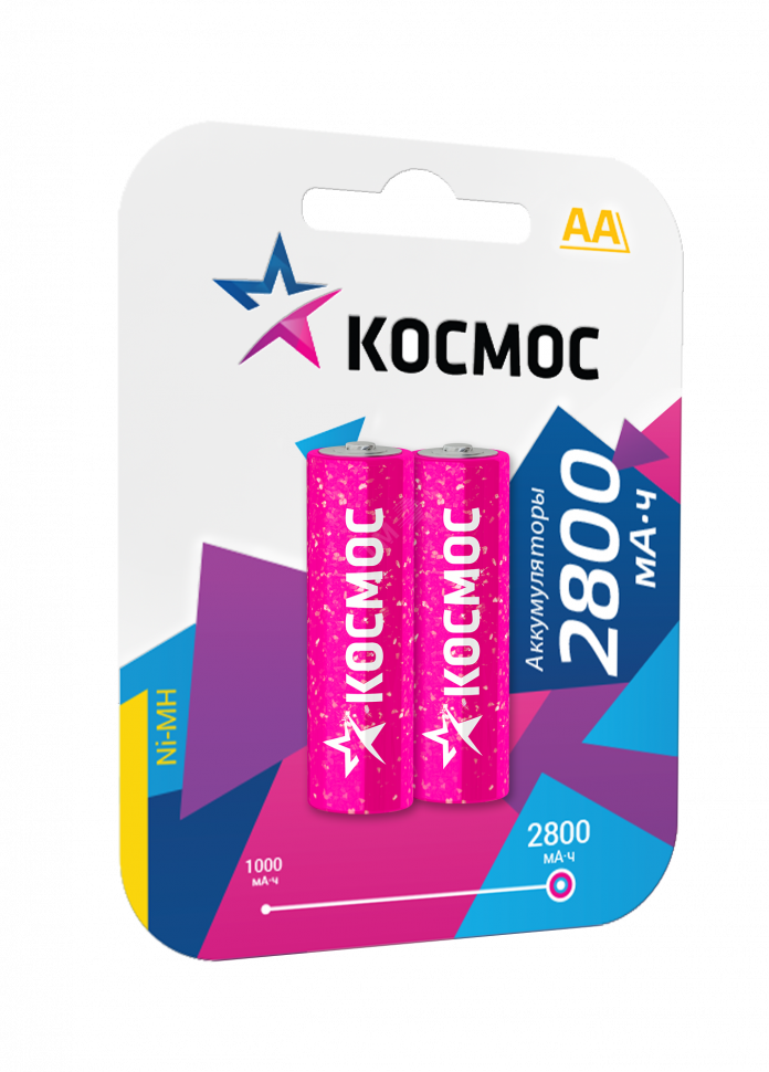 Аккумулятор AA/R6 2800мА.ч NI-MN BP-2 (блист.2шт) КОСМОС KOCR6NIMH2800MAH2BL
