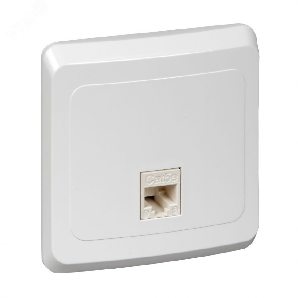 Розетка компьютерная 1-м СП Этюд RJ45 кат.5E бел. SE KOMC-001B