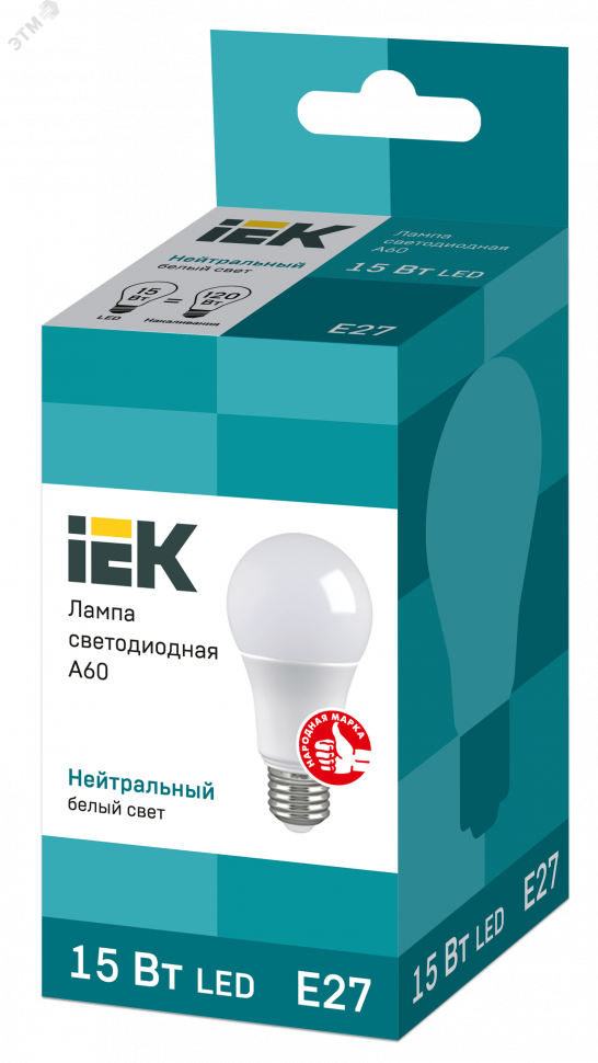 Лампа светодиодная ECO A60 15Вт грушевидная 230В 3000К E27 IEK LLE-A60-15-230-30-E27