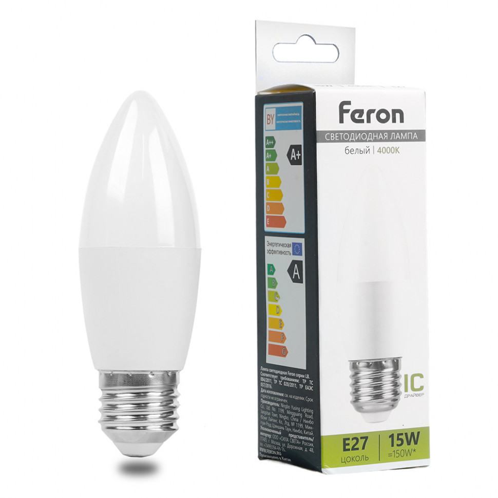 Лампа светодиодная Feron LB-980 Свеча E27 15W 175-265V 4000K