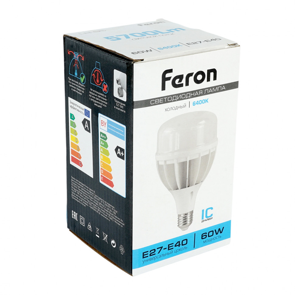 Лампа светодиодная Feron LB-65 E27-E40 60W 175-265V 6400K
