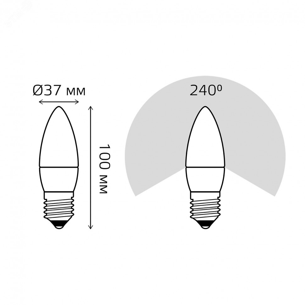 Лампа светодиодная Black 6.5Вт свеча 4100К нейтр. бел. E27 550лм GAUSS 103102207